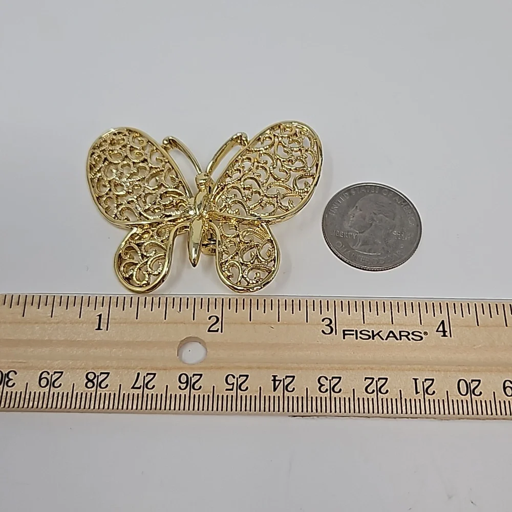 Vintage Gerry's Butterfly Brooch Gold Tone Filagree